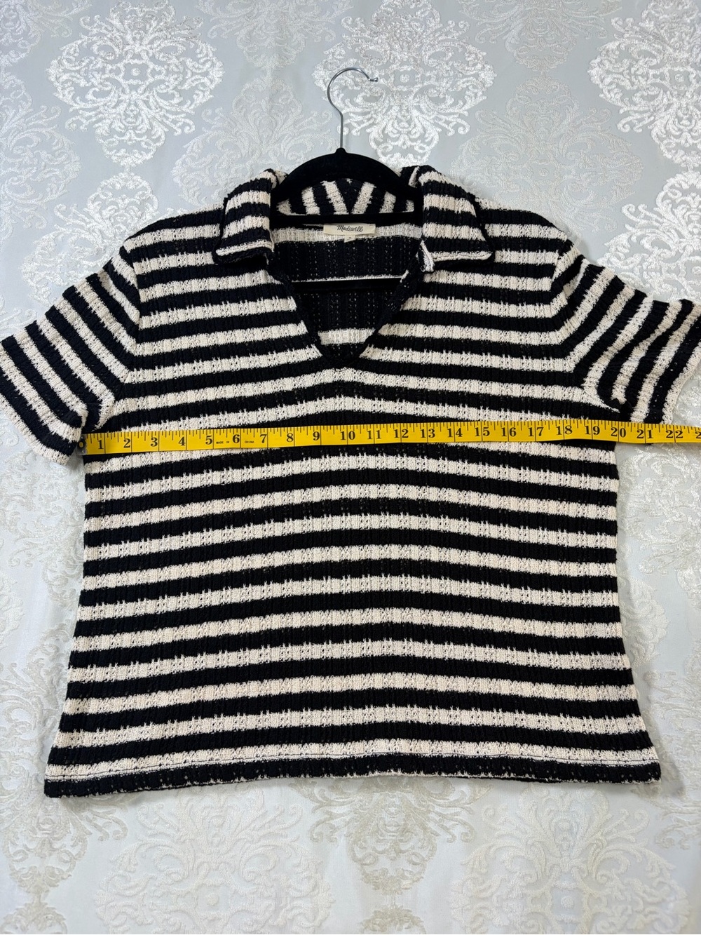 Madewell Stripe Crochet Knit Polo Size Medium - Picture 8 of 8
